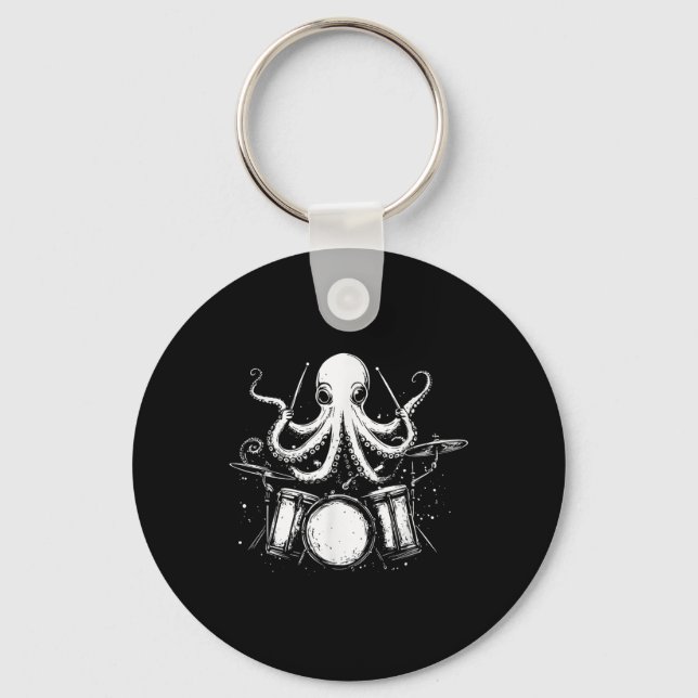 Funny Octopus Drummer Drums Drumming Music Lover  Key Ring (Front)