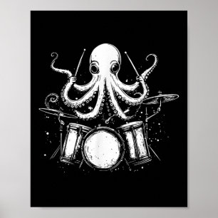 Funny Octopus Drummer Drums Drumming Music Lover  Poster