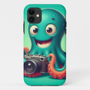 Funny Octopus Holding a Camera Case-Mate iPhone Case