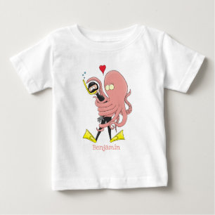Funny octopus hugs diver cartoon humour baby T-Shirt