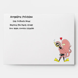 Funny octopus hugs diver cartoon humour envelope