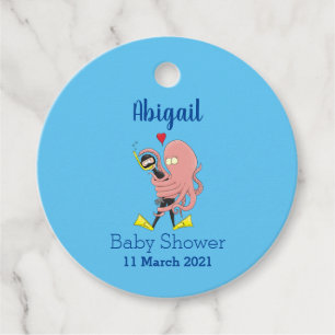 Funny octopus hugs diver cartoon humour favour tags