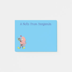 Funny octopus hugs diver cartoon humour post-it notes