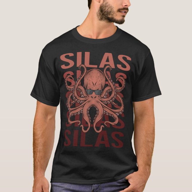 Funny Octopus - Silas Name T-Shirt (Front)