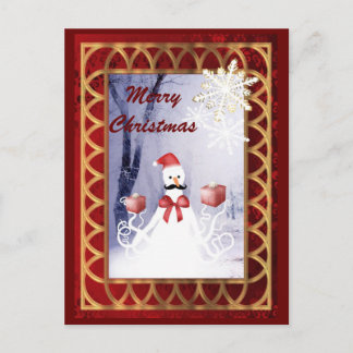 Funny octopus snowman Santa Claus Christmas Holiday Postcard