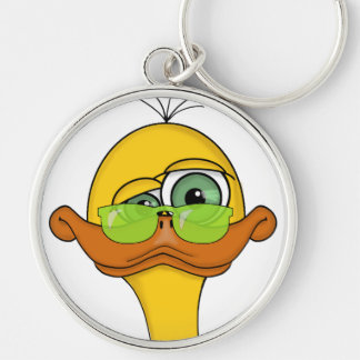 Funny Odd Duck Cartoon Key Ring