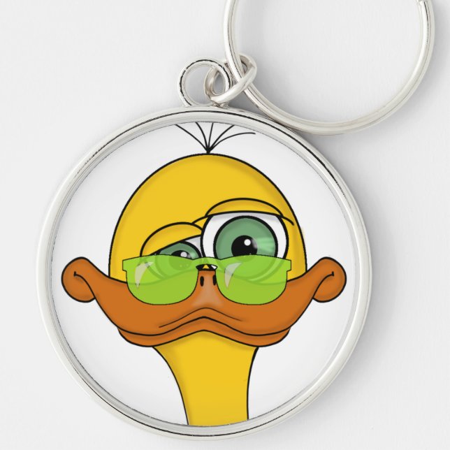 Funny Odd Duck Cartoon Key Ring (Front)