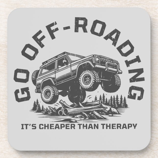 Funny Off-Roading Quote Cheaper Than Therapy Coaster (Front)