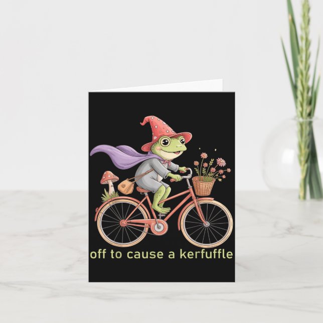 Funny Off To Cause A Kerfuffle Whimsical Wizard Fr Card (Front)