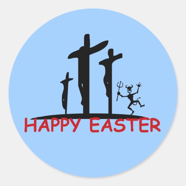 Funny offensive Satan Classic Round Sticker (Front)