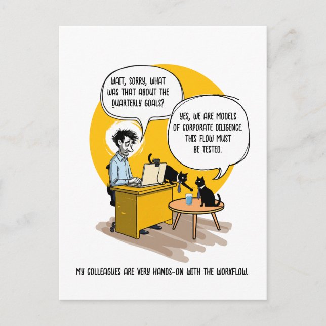 Funny Office Cat Humour Coworker Gift Work Meme Postcard (Front)