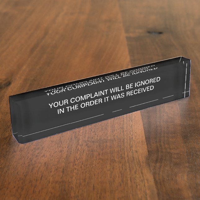 Funny Office Complaint Department Executive Nameplate (Side)