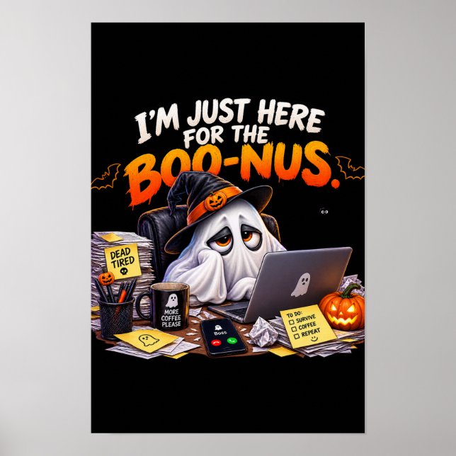 Funny Office Ghost Halloween Poster  (Front)