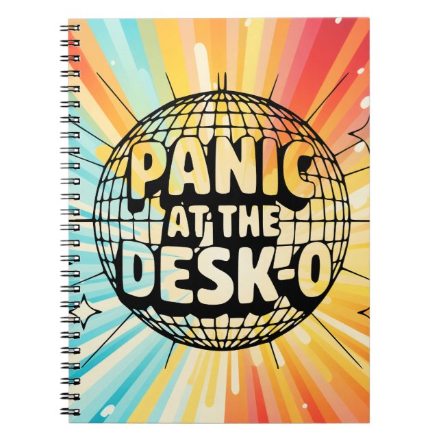 Funny Office Notebook-Panic at the Desk Disco Ball Notebook (Front)