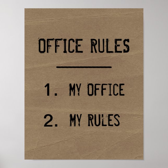 Funny Office Rules Poster (Front)
