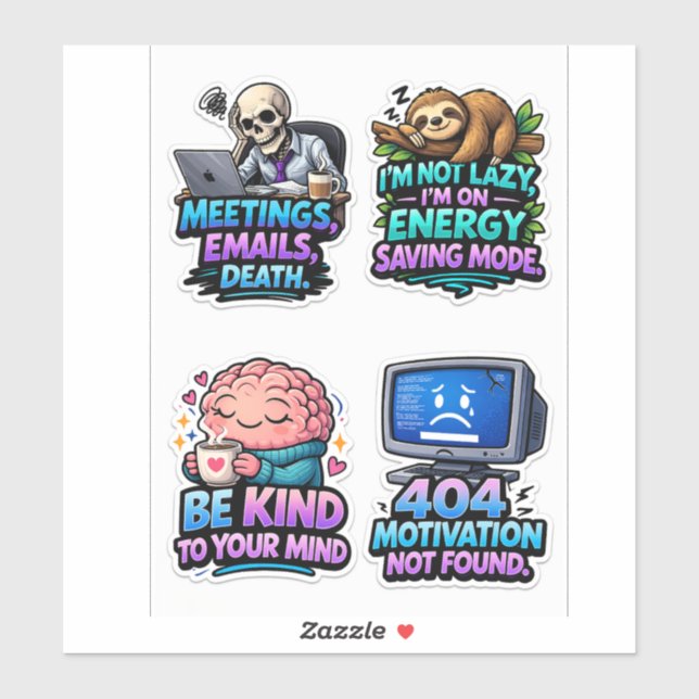 Funny Office Survival Sticker Sheet Pack (Sheet)