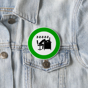 Funny Office Worker Sleeping at Desk  7.5 Cm Round Badge
