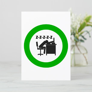 Funny Office Worker Sleeping at Desk  Invitation