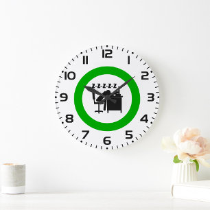 Funny Office Worker Sleeping at Desk  Large Clock