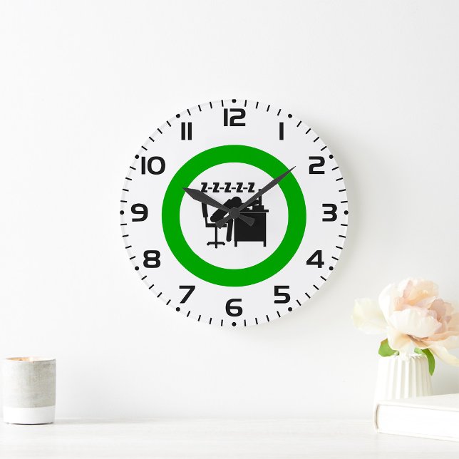 Funny Office Worker Sleeping at Desk  Large Clock (Creator Uploaded)