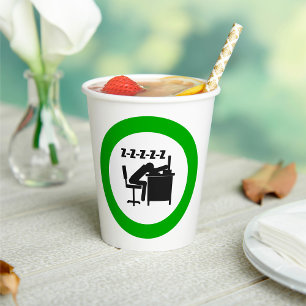 Funny Office Worker Sleeping at Desk Paper Cups