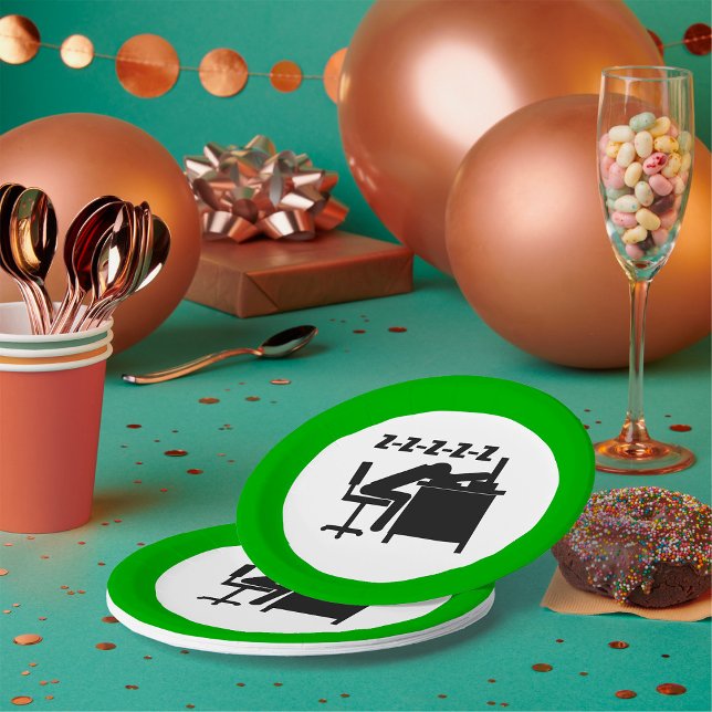 Funny Office Worker Sleeping at Desk  Paper Plate (Creator Uploaded)