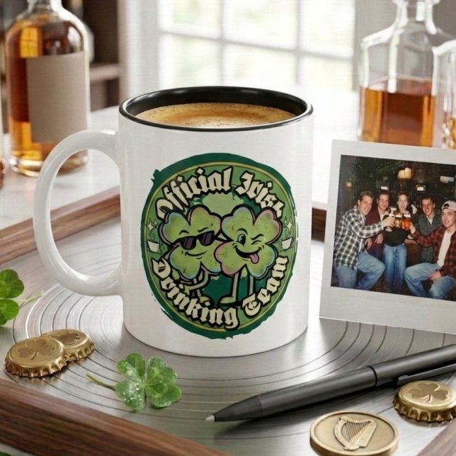 Funny Official Irish Drinking Team Retro 90s Two-Tone Coffee Mug (Creator Uploaded)