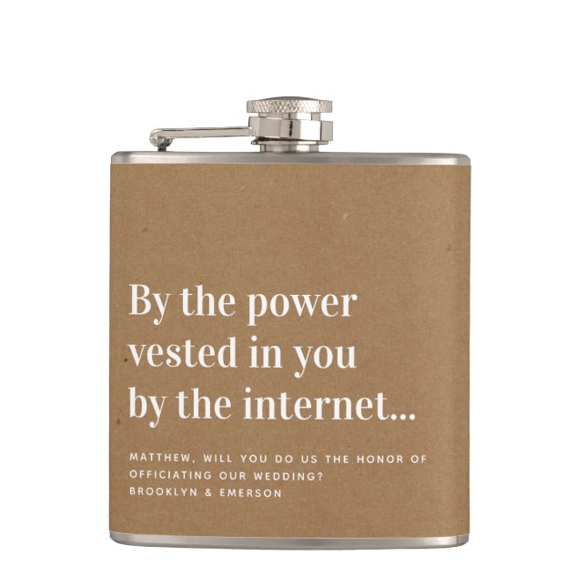 Funny Officiant Proposal Marry Us Hip Flask (Front)