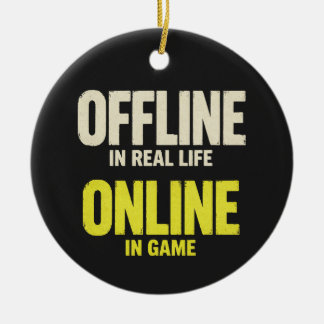 Funny Offline Online Gamer Ceramic Tree Decoration