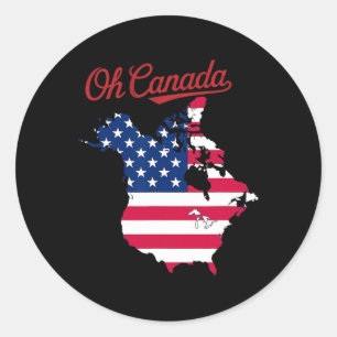 Funny Oh Canada Funny Trump Map Of Usa 1 Classic Round Sticker