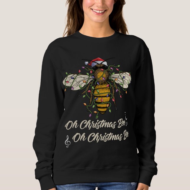 Funny Oh Christmas Bee Xmas Pyjamas Bee Santa hat  Sweatshirt (Front)