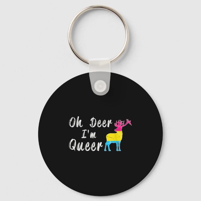 Funny Oh Dear Im Queer Lgbtq Pride Month Gift Panu Key Ring (Front)