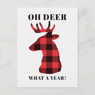 Funny Oh Deer What a Year Lumberjack Christmas Holiday Postcard