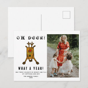 Funny Oh Deer What a Year Photo Holiday Postcard