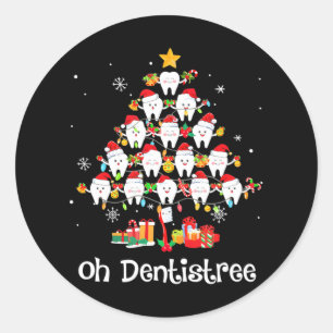 Funny Oh Dentistree Christmas Tree Dentist Dental Classic Round Sticker