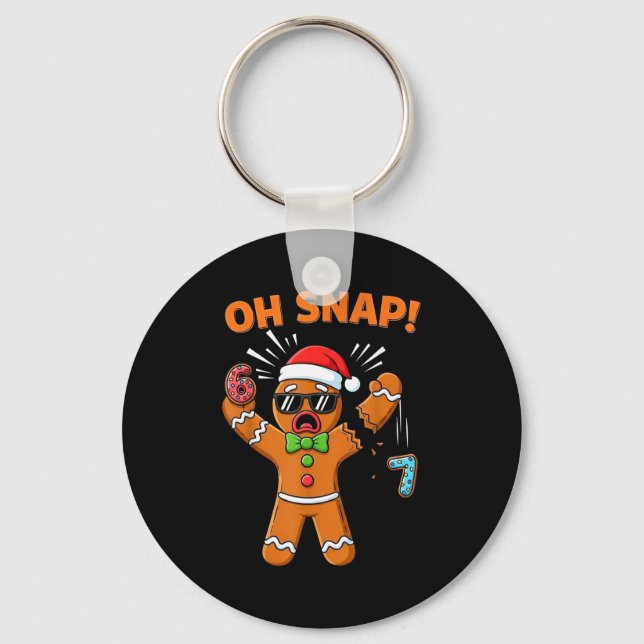 Funny Oh Snap 67 Six Seven Meme Gingerbread Man  Key Ring (Front)