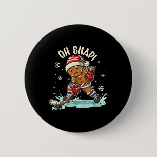 Funny Oh Snap Christmas Gingerbread Playing Ice Ho 6 Cm Round Badge