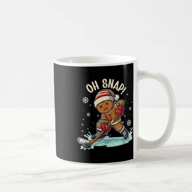 Funny Oh Snap Christmas Gingerbread Playing Ice Ho Coffee Mug (Right)