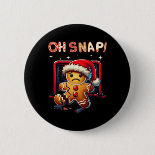 Funny Oh Snap Hockey Gingerbread Christmas Santa H 6 Cm Round Badge