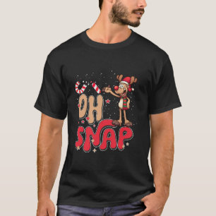 Funny Oh Snap Reindeer Candy Cane Christmas Lover T-Shirt