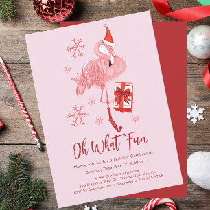 Funny Oh What Fun Flamingo Christmas Party Invitation