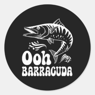 Funny Ohh Barracuda Fishing For Rock Music Lovers  Classic Round Sticker