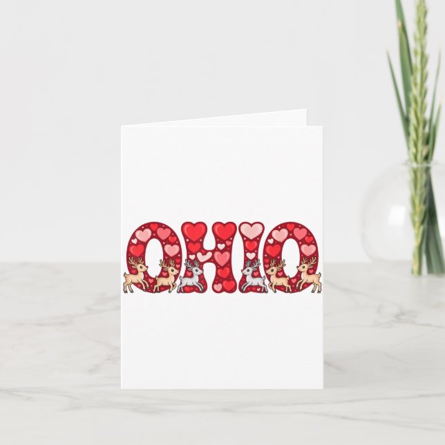 Funny Ohio Deer Midwestern Party O-h-i-o In Valent Card (Front)