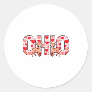 Funny Ohio Deer Midwestern Party O-h-i-o In Valent Classic Round Sticker
