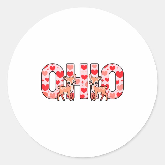Funny Ohio Deer Midwestern Party O-h-i-o In Valent Classic Round Sticker (Front)
