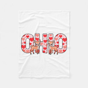 Funny Ohio Deer Midwestern Party O-h-i-o In Valent Fleece Blanket