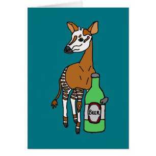 Funny Okapi Drinking Beer Art