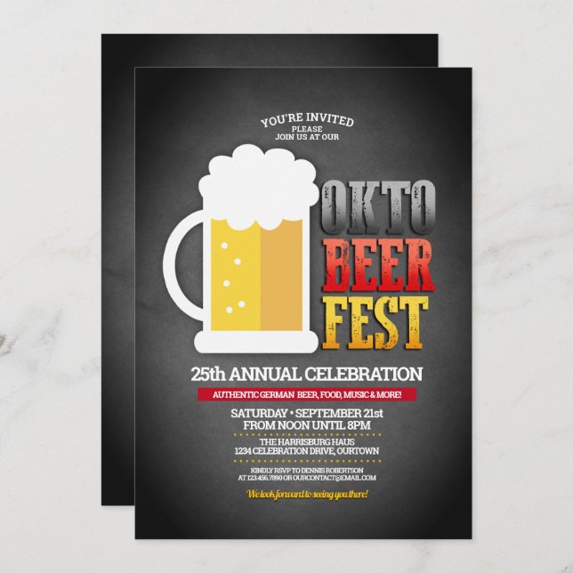 Funny Oktoberfest Party Invitation (Front/Back)