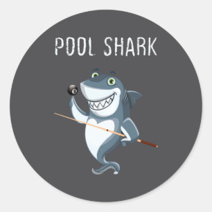 Funny Ol Shark Ol Players Billiard  Classic Round Sticker