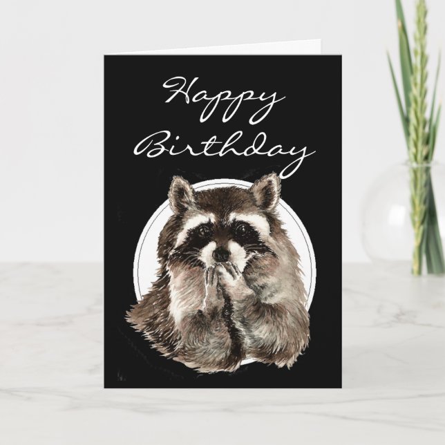 Funny, Old Age, Humour,  Birthday Racoon Card (Front)